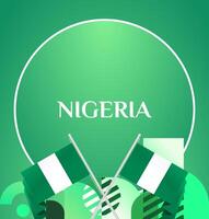 Clean and dynamic square banner for Nigeria National Day, featuring a rich green gradient and geometric accents to make your celebration pop on social media or print. vector