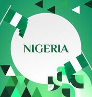 This modern square banner design in gradient green, featuring the Nigerian flag and geometric patterns, is perfect for creating a festive atmosphere for National Day events. vector