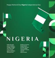 A bold and vibrant green gradient square banner design with geometric elements, perfect for creating invitations and social media posts for Nigeria National Day. vector
