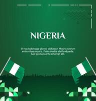 A minimalist yet vibrant square banner for Nigeria National Day, perfect for promoting events or creating custom greeting cards and invitations with its green gradient design. vector