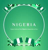 Celebrate Nigeria in a modern way with this beautiful square banner design featuring a gradient green color and geometric accents, perfect for National Day celebrations. vector