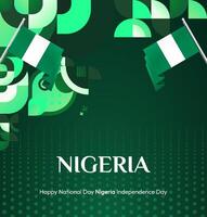 Featuring the Nigerian flag and a vibrant green gradient, this square banner is the ideal choice for commemorating National Day in digital formats or print. vector