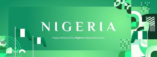 Nigeria National Day Invitation. An invitation template design with geometric elements and the Nigerian flag, suitable for Independence Day celebrations or events. vector