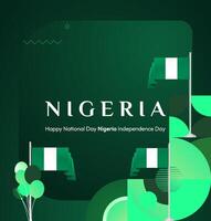 Featuring the Nigerian flag and a bold gradient green background, this square banner design is the perfect addition to your National Day celebrations or holiday promotions. vector