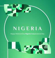 Show your national pride with this eye-catching square banner design for Nigeria National Day featuring a bold green gradient and geometric patterns for a contemporary touch. vector