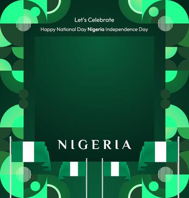 This Nigerian National Day square banner design features a clean, stylish gradient green backdrop, paired with geometric elements, perfect for posters, social media, and cards.