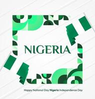 Nigerian pride national day with square banner. Featuring the national flag and geometric elements, it's perfect for invitations and social media graphics. vector