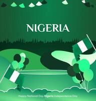 Embrace the spirit of Nigeria National Day with this elegant gradient green square banner, combining modern design elements with the national flag for a festive touch. vector