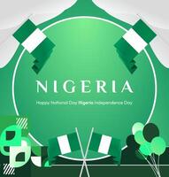 Showcase your Nigerian pride with this modern, attractive gradient green square banner for National Day celebrations, perfect for social media posts, invitations, and more. vector