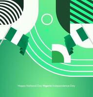 A stylish green gradient design with the Nigerian flag, ideal for National Day greetings, invitations, or social media posts. Show your pride with this eye-catching digital banner. vector