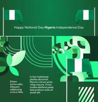 Featuring the Nigerian flag and geometric shapes, this green gradient design is ideal for greeting cards, National Day invitations, and social media content. vector