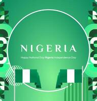A dynamic National Day banner design with a Nigerian flag and geometric elements. The green gradient makes it perfect for social media, posters, and invitations. vector