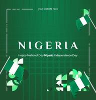This elegant Nigerian National Day banner with a green gradient and flag design is perfect for use in invitations, greeting cards, and posters. vector