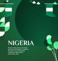 Modern Nigerian National Day square banner with a green gradient and flag design is perfect for use in greeting cards, digital promotions, and invitations. vector