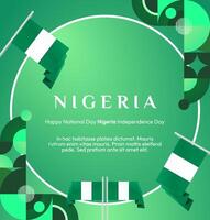 Celebrate in style with this green gradient Nigerian National Day banner featuring the national flag and geometric shapes. Ideal for social media posts and cards. vector