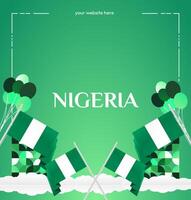 Creative template to celebrate Nigerian national day with clouds and gradient green background vector