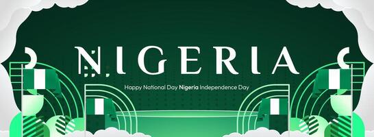 Nigeria National Day Event Poster. A poster design with a combination of geometric elements and the Nigerian flag, ideal for sports events, festivals, or campaigns. vector