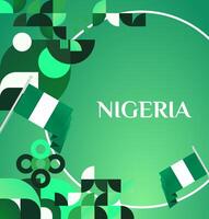 Nigerian Banner Design united with Green Geometric Touch. A template that combines the harmony of green color with geometric shapes to commemorate Nigeria struggle and independence. vector
