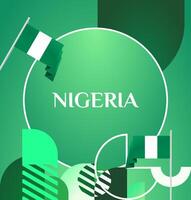 Stylish and bold design for Nigeria National Day. Square banner with a gradient green backdrop and geometric patterns is perfect for invitations, posters, and online promotions. vector