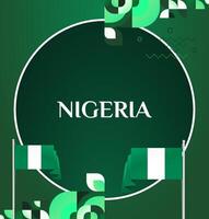 Happy National Day Nigeria designs square banner. Showcasing Nigerian Flag green in a gradient style paired with geometric patterns for a trendy, modern look. vector