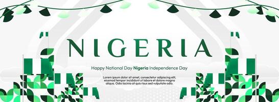 Nigeria National Day Invitation Template. An invitation template design with geometric elements and the Nigerian flag, ideal for Independence Day celebrations and national events. vector