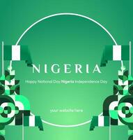 Geometric masterpiece wrapped in Nigerian flag. Square banner design is the perfect fusion of tradition and modernity for your National Day event or social media. vector
