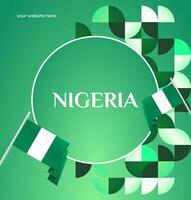 Bring Nigeria National Day to life with this modern square banner featuring a rich green gradient and unique geometric design, ideal for invitations, posters, and digital content. vector