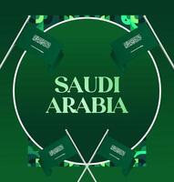 Saudi Arabia National Day Poster with Abstract Design. Banner template with dynamic geometric elements and green gradient, perfect for any big event like festival or concert vector