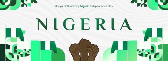 Nigeria Independence Invitation Template. An invitation template with a geometric background and Nigerian flag elements, ideal for independence celebrations and festivals. vector