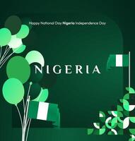 Nigerian Independence Day poster design that emphasizes green background and geometric elements to convey the spirit of independence elegantly and meaningfully. vector