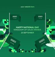 Saudi Arabia poster template with modern and stylish gradient green design for national event. vector