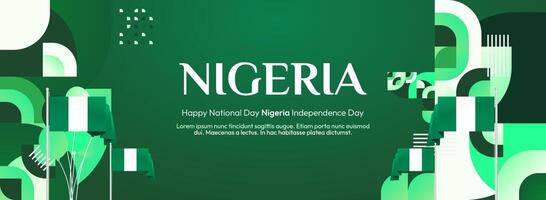 Modern Nigeria Banner Design. A modern and minimalist template design with a touch of Nigeria's flag colors, perfect for large event posters on National Day. vector
