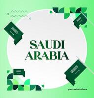 Invitation banner template for Saudi National Day with modern geometric design. vector