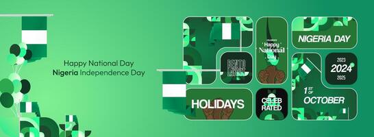 Web banner with Bento design layout for Nigeria national day vector