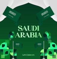 Saudi Independence Day poster template with flag design and modern graphic elements. vector