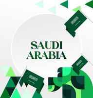 Saudi Arabia National Day Banner Template. Square design with minimalist geometric elements and white background, perfect for National Day or Independence Day events. vector