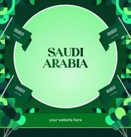 Greeting card or invitation design for Saudi Arabia National Day celebration with gradient green background. vector