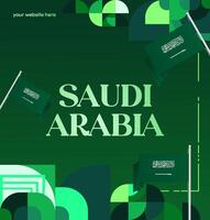 Saudi Arabia National Day banner design with gradient green background, perfect for music events or festivals. vector