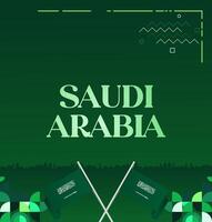 Banner for Saudi Arabia Independence Day Celebration with Minimalist Design. Banner template with green color and geometric design, perfect for use in formal or informal events vector
