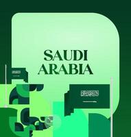 Modern Banner Design for Saudi Arabia Independence Day. Banner template with attractive combination of geometric design and green background, perfect for any big event or advertisement vector