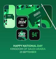 Square template to celebrate Saudi Arabia national day in bento grid. Good for website and more vector