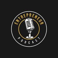 Podcast logo illustration design with black background vector