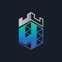 Technology Number 4 logo design vector