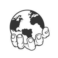 Hands holding Earth globe. Nature, ecology concept illustration vector