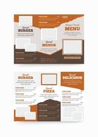 Fast food menu design template trifold menu brochure vector