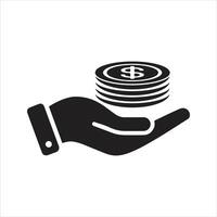 dinero en mano icono. ingreso, presupuesto, pago icono vector
