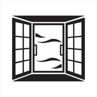 Open window with a stream of fresh air icon vector