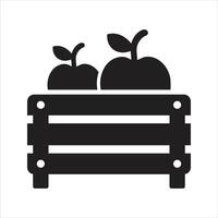 Fruit icon. Apples in a wooden box icon vector