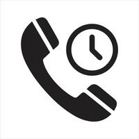 Phone and clock icon, customer support icon vector