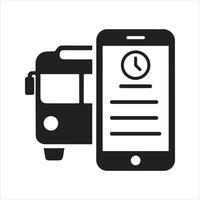 Bus timetable icon. Checking bus times on a smartphone vector